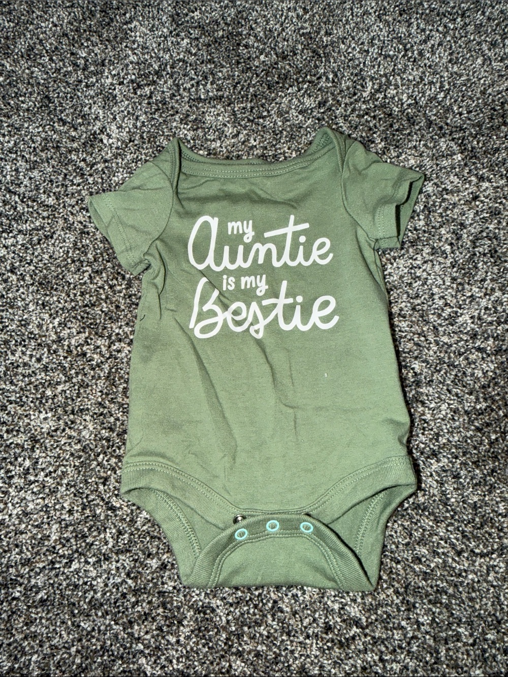 Cat & Jack Olive Green Baby One-Piece Bodysuit - "My Auntie is my Bestie"